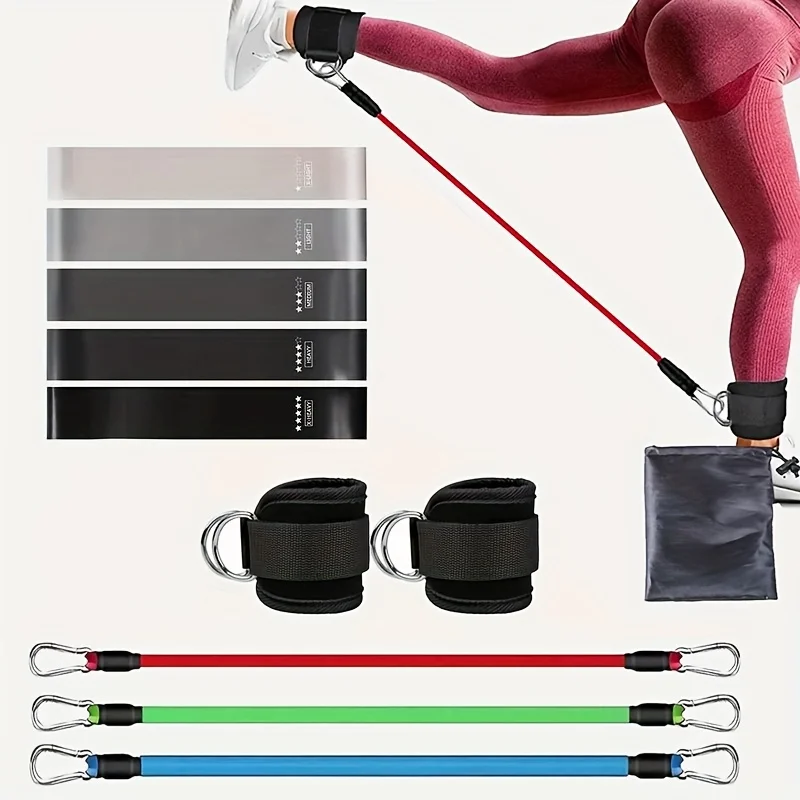 11-Pack Home Gym Leg & Hip Toning System - Resistance Bands & Ankle/Thigh Trainer Set…