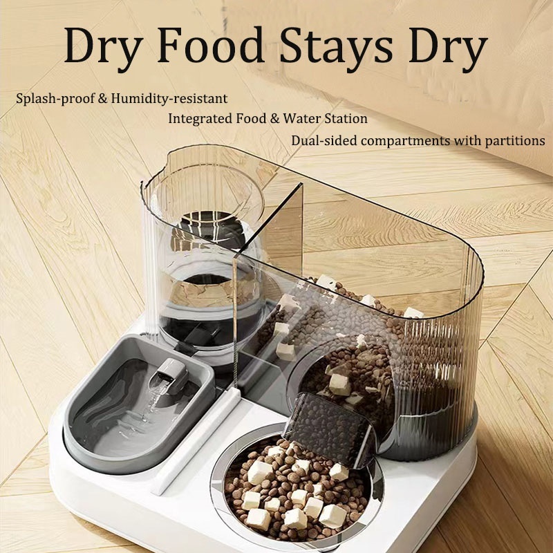 2-in-1 Automatic Cat Feeder Water Dispenser Dry Wet Pet Dog Puppy Food Dispenser