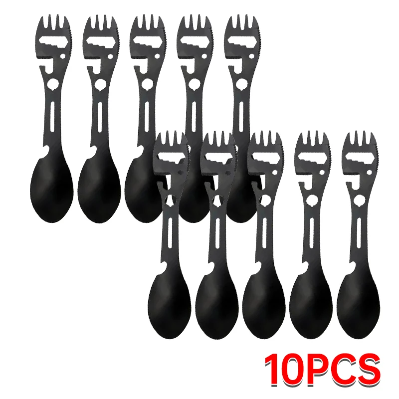 Camping Utensils Set Stainless Steel Outdoor Survival Gear 5-in-1 Tableware Travel Hiking…