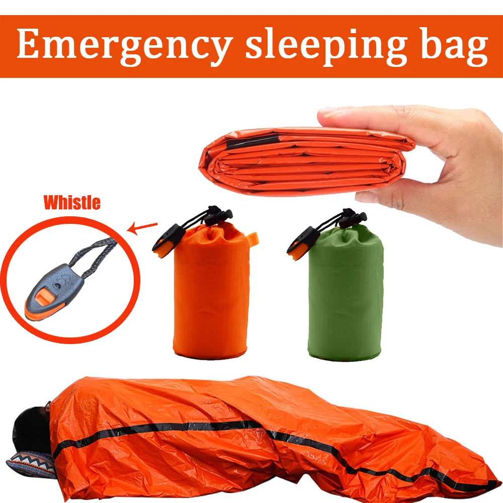 Portable Waterproof Emergency Survival Sleeping Bag Outdoor Edc Camping Gear Thermal Sack…