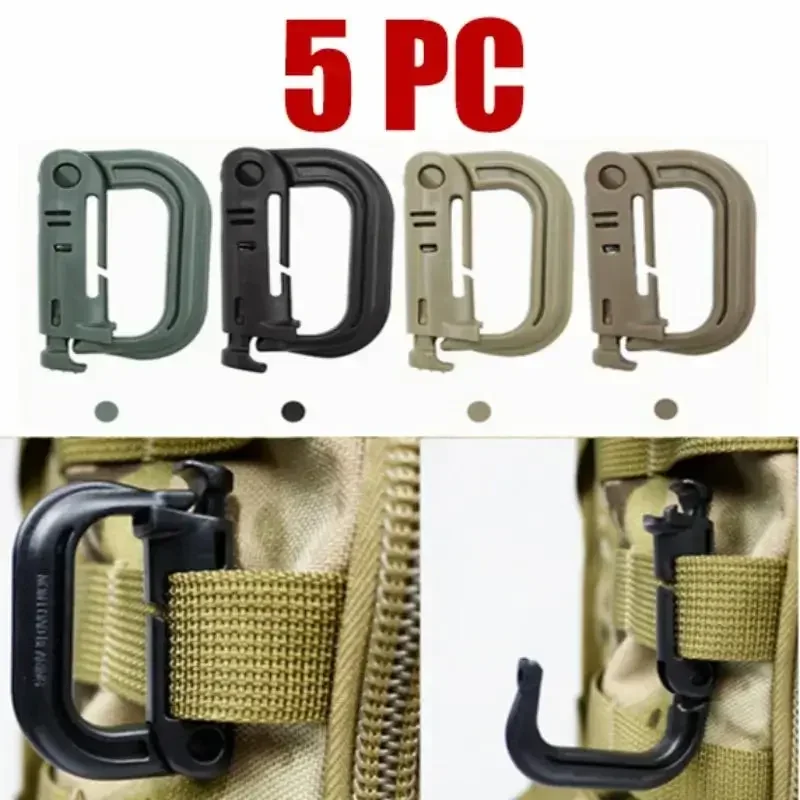 5-Pack Plasctic Shackle Carabiner D-ring Clip Molle Webbing Backpack Buckle Snap Lock…