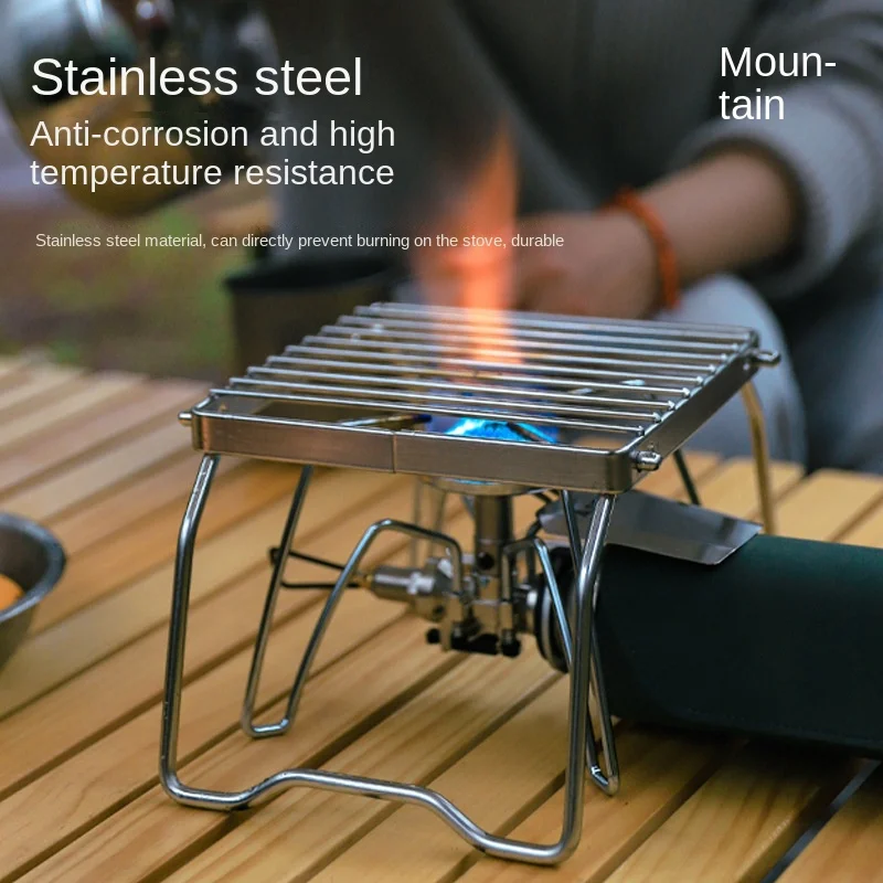 Outdoor Stainless Steel Stove Holder Camping Portable Folding Mini Barbecue Rack Pot…