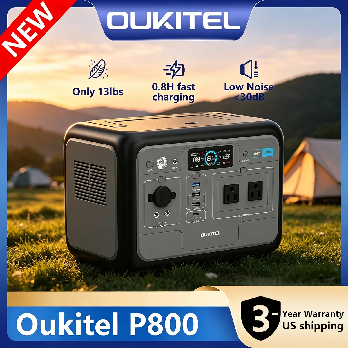 OUKITEL P800 Portable Power Station 512Wh LiFePO4 Solar Generator, 800W Pure Sine Wave AC…