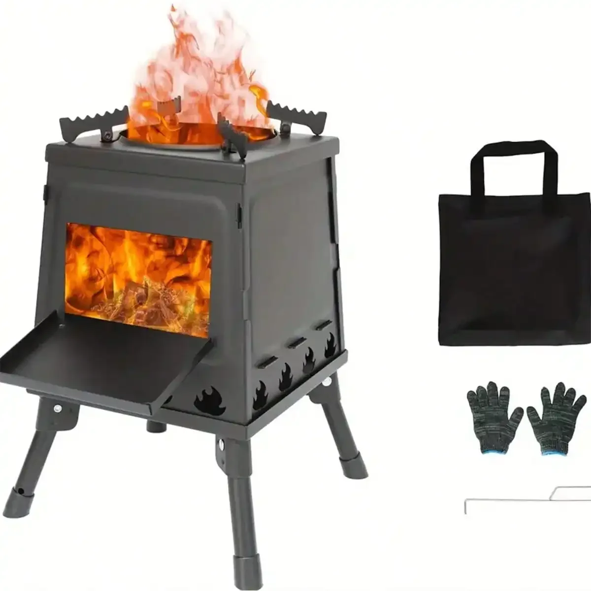 Wood Burning Camp Stove Portable Cast Iron Wood Stove For Outdoor Hiking Picnic BBQ…
