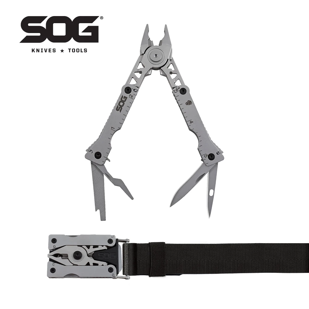 SOG 11 Tools Sync L Multi-tool Belt Buckle Mini Folding Pliers Pocket EDC Tools Kit with…