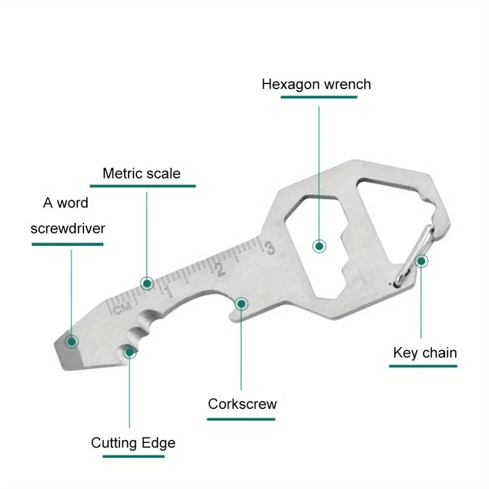 1-Pack Compact Outdoor Survival Bottle Opener Wrench Screwdriver Pocket EDC Multi Tool…