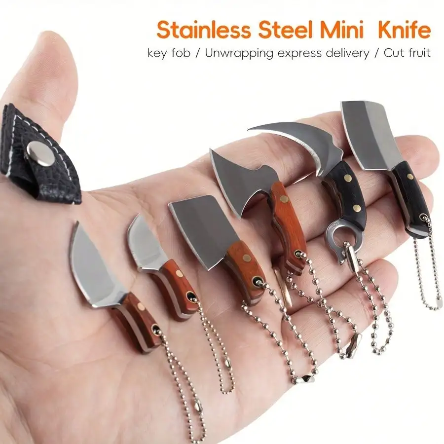 Damascus Mini Axe-Shaped Knife Set EDC Knife Set Package Opener Cutter Box Knife