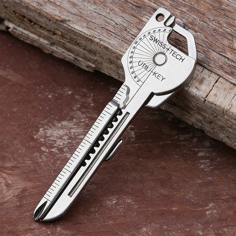 1-Pack 6-in-1 Stainless Steel EDC Multi Tool Utili-Key - Keychain Pocket Cutter Knife…