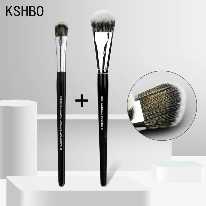 KSHBO 2pcs/Set Women's Foundation Brush Set 47 Broom Head Liquid Makeup Base Brushes for…