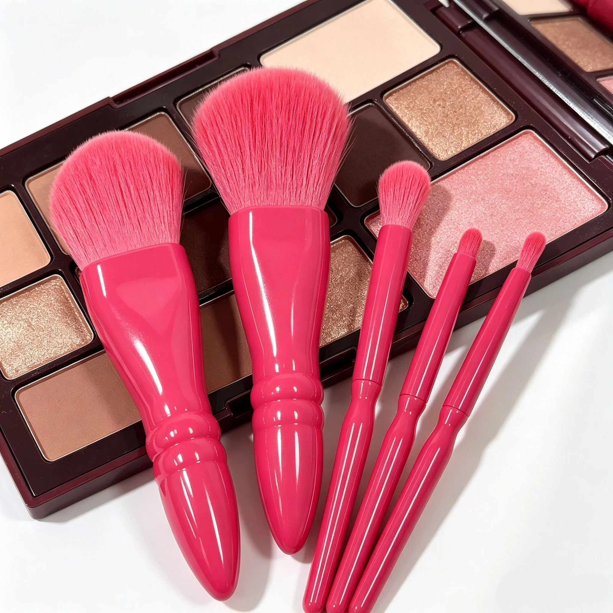 5-piece soft makeup brush set, face and eye brushes for loose powder, eyeshadow, and blush