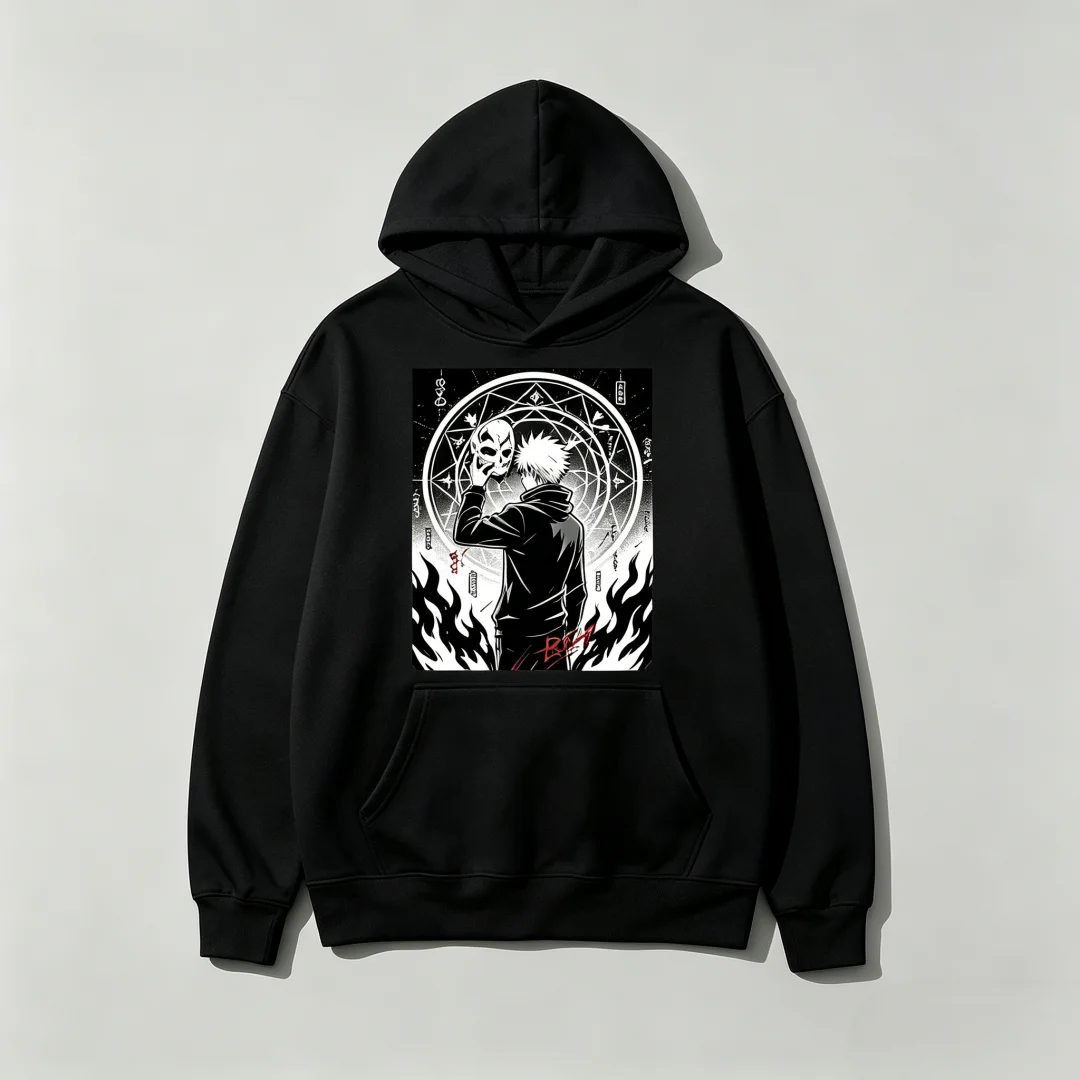 Anime Jujutsu Kaisen Gojo Satoru Hoodie Men Women Vintage Black White Graphic Hooded…