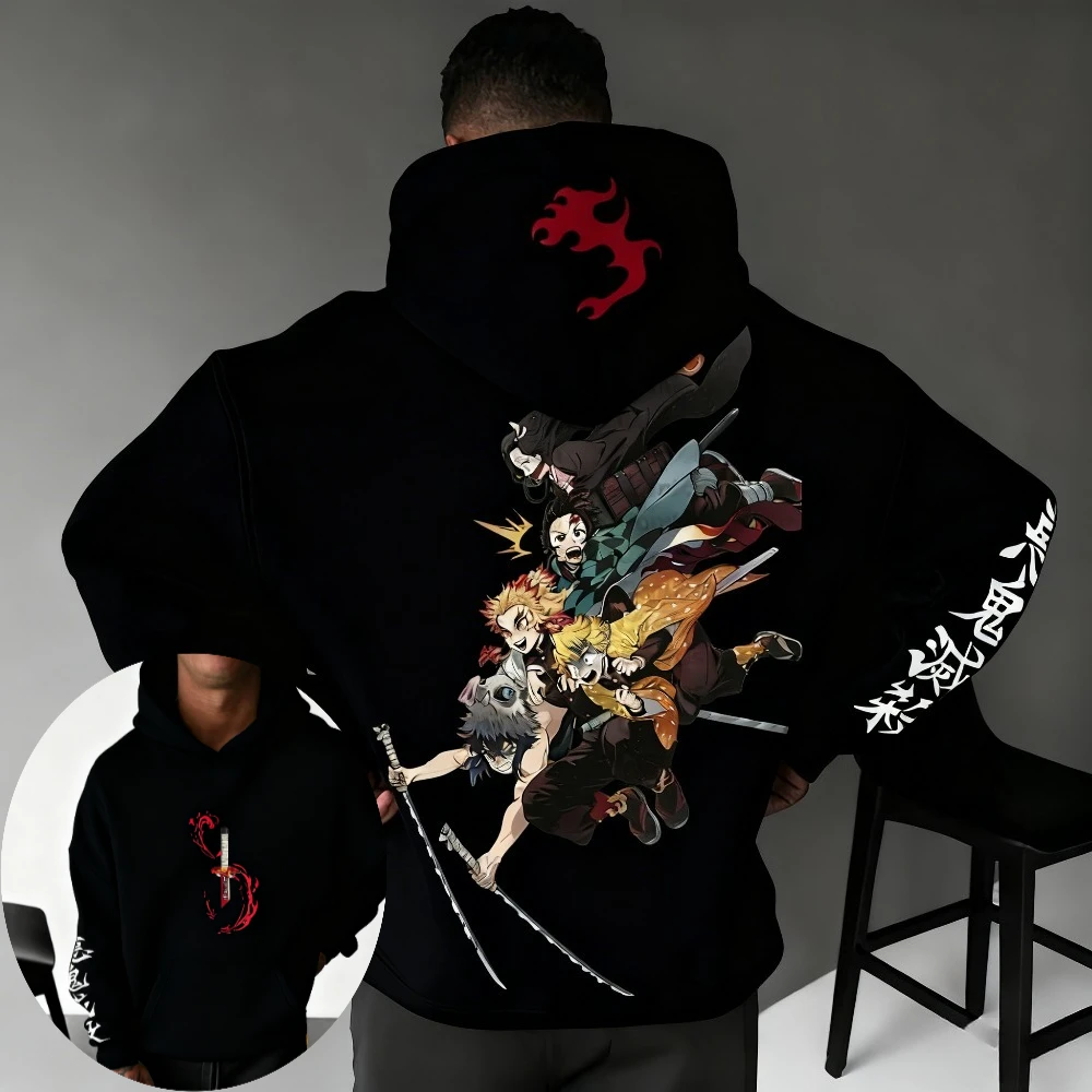 Demon Slayer: Kimetsu no Yaiba Men Hoodie Sweatshirt Japanese Anime Spring Autumn Winter…