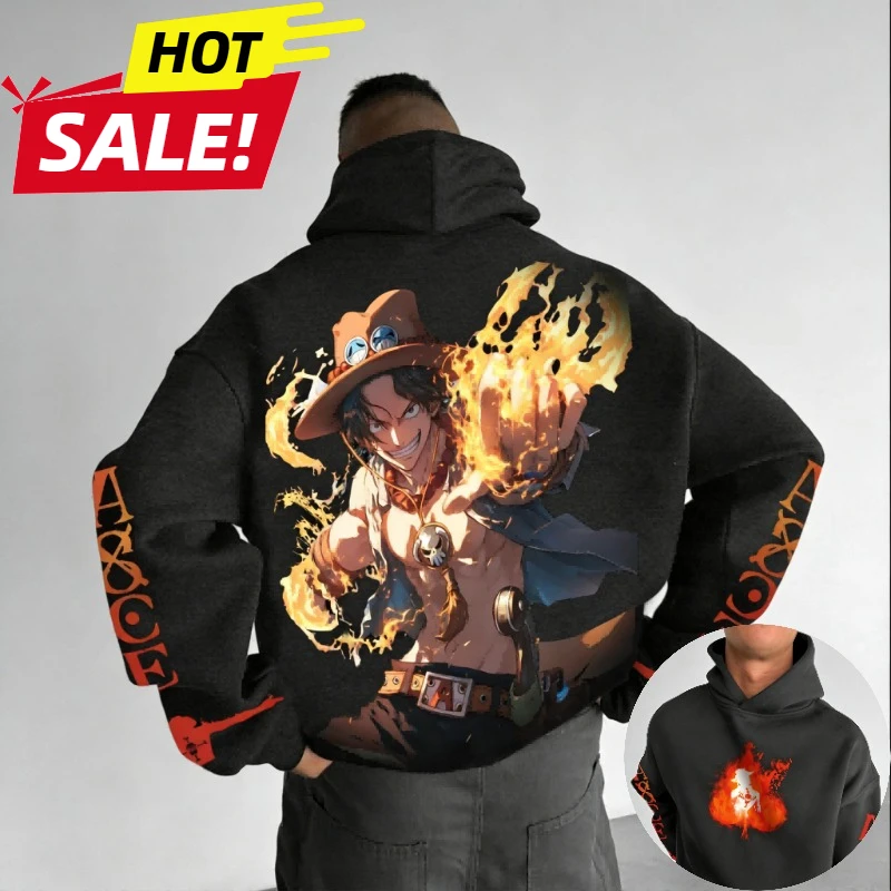 ACE Anime One Piece Harajuku Streetwear New Men Vintage Hoodie Winter Women Oversized…
