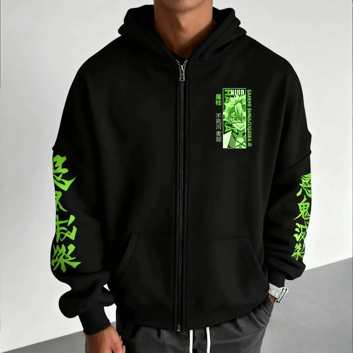 Demon Slayer Trend Explosion Rengoku Kyojuro Cyberpunk Anime Hoodie White Cotton Casual…