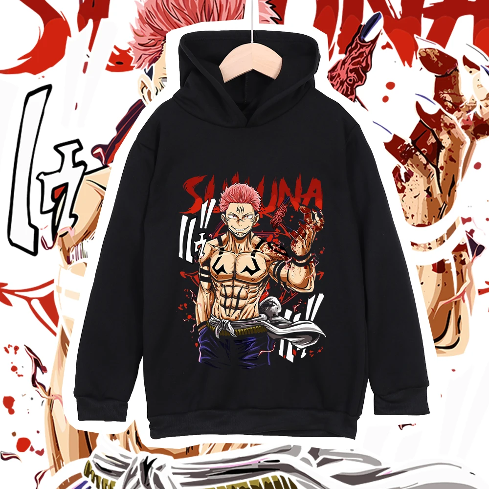 Anime Kids Cotton Tshirt Jujutsu Kaisen Sukuna Print Unisex Boys Girls Hoodie Sweatshirt…