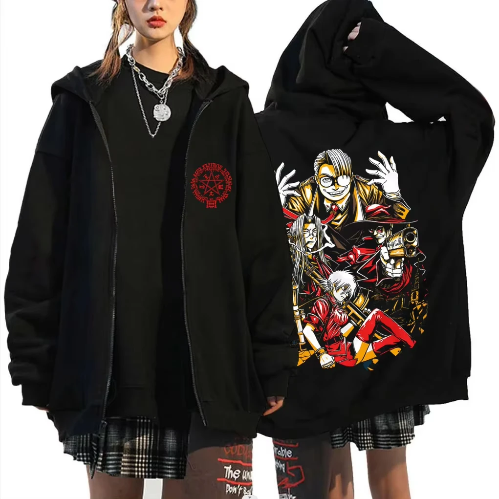 Anime Hellsing Abraham Van Helsing Vampire Alucard Graphic Zipper Hoodie Men Women…