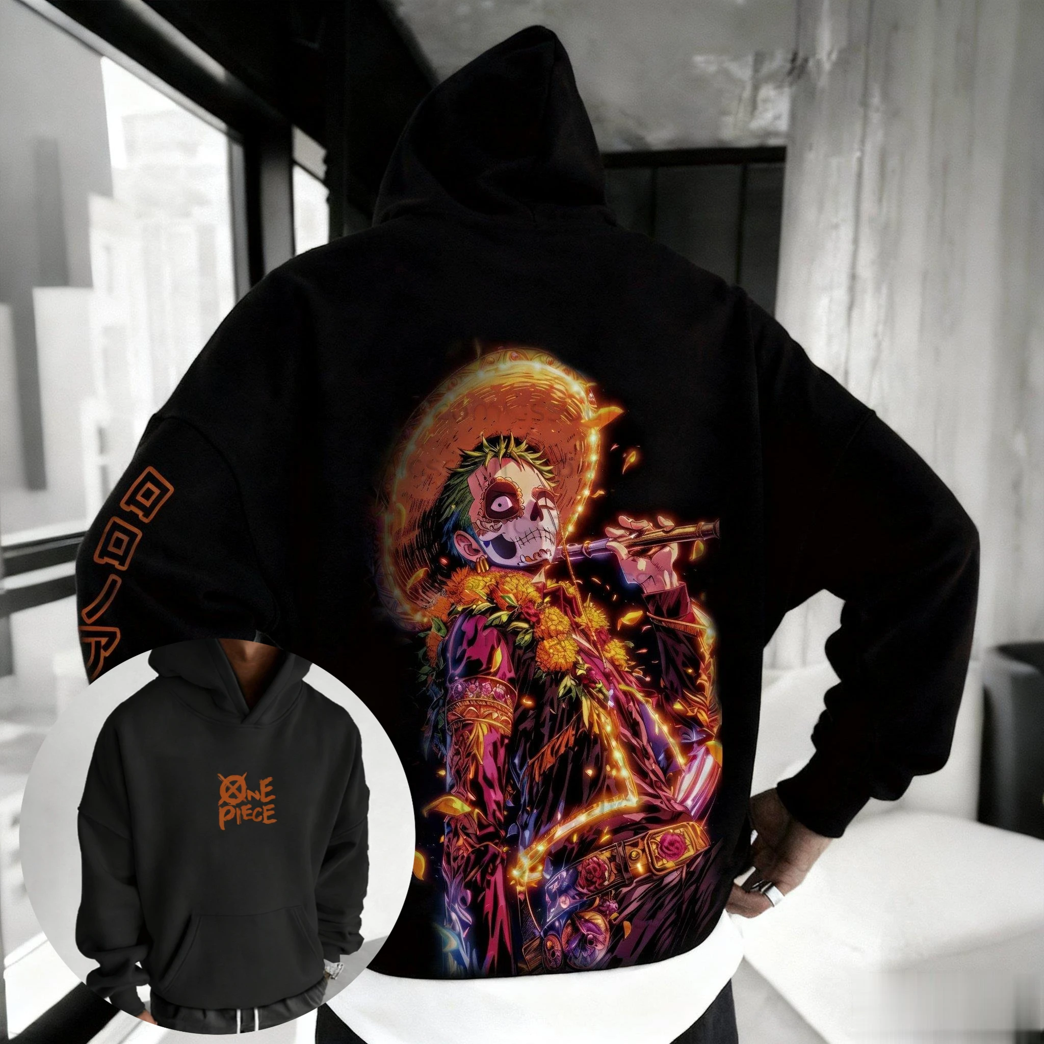 Anime One Piece Zoro Luffy Sanji Hallowmas Graphic Hoodie Men Women Streetwear Cosplay…