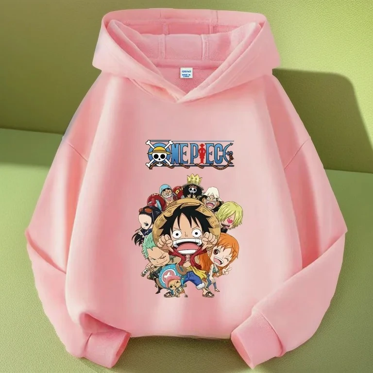 Spring Autumn One Piece Luffy Hoodie Children Clothing Anime Cartoon Pattern Fleece…