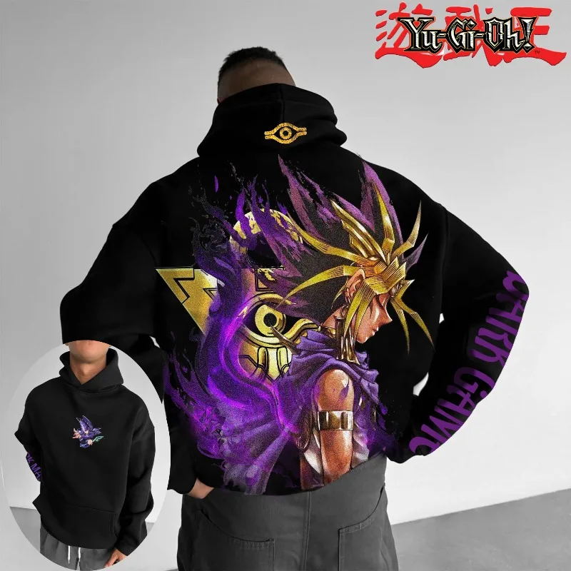 Classic Anime Yu Gi Oh Character Dark Game Printed Men's Autumn and Winter Thick and Wide…