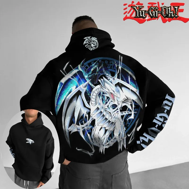 Classic Anime Yu Gi Oh Character Blue Eyed White Dragon Printed Male Autumn/Winter Thick…
