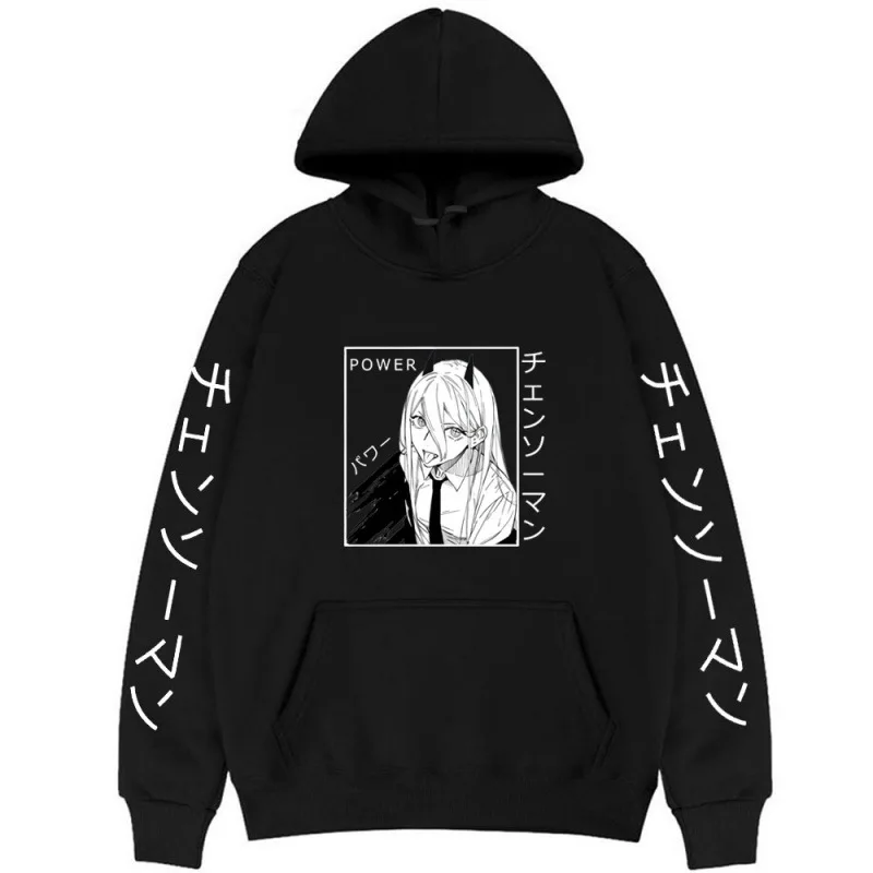 Chainsaw Man Power Anime Graphic Hoodies Vintage Oversized Hooded Sweatshirt Long Sleeves…