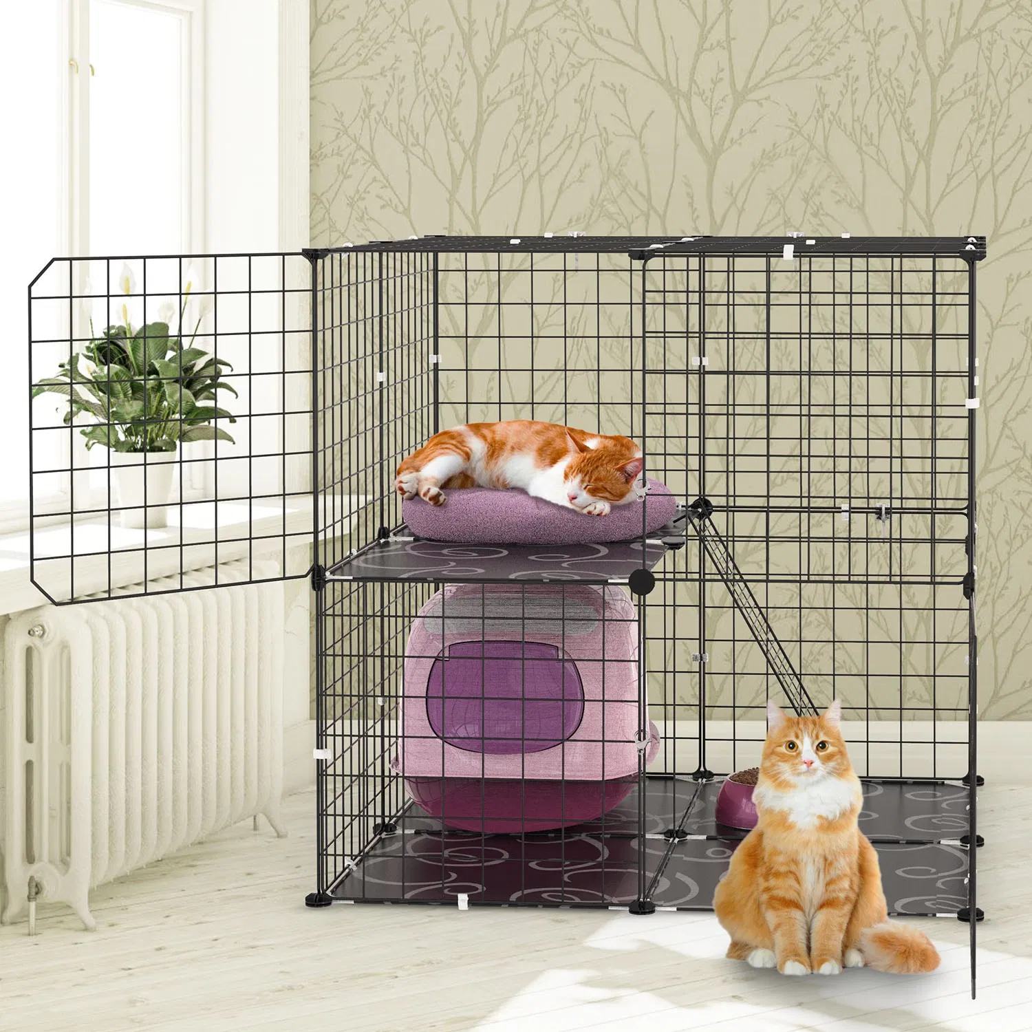 2Tier Cat Cage Playpen Indoor Pet Enclosures Kitten Kennel House Detachable Cat Crate…