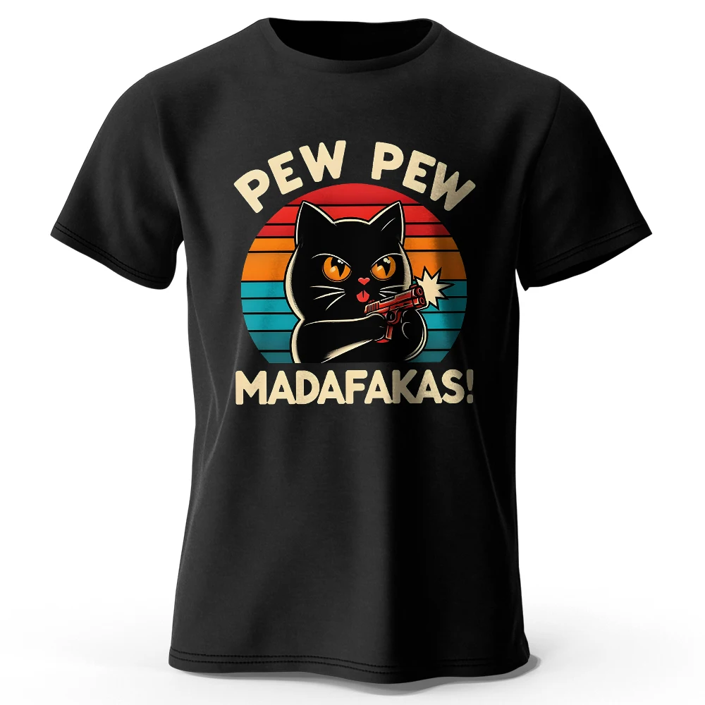 Cute Hand-Drawn Cat Doodle Print 100% Cotton T-Shirt, Ultra Soft Round Neck Short Sleeve…