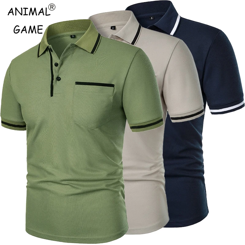 Men's Short Sleeve Polo Shirts Solid Color Casual T-shirt Summer Trendy Breathable Loose…