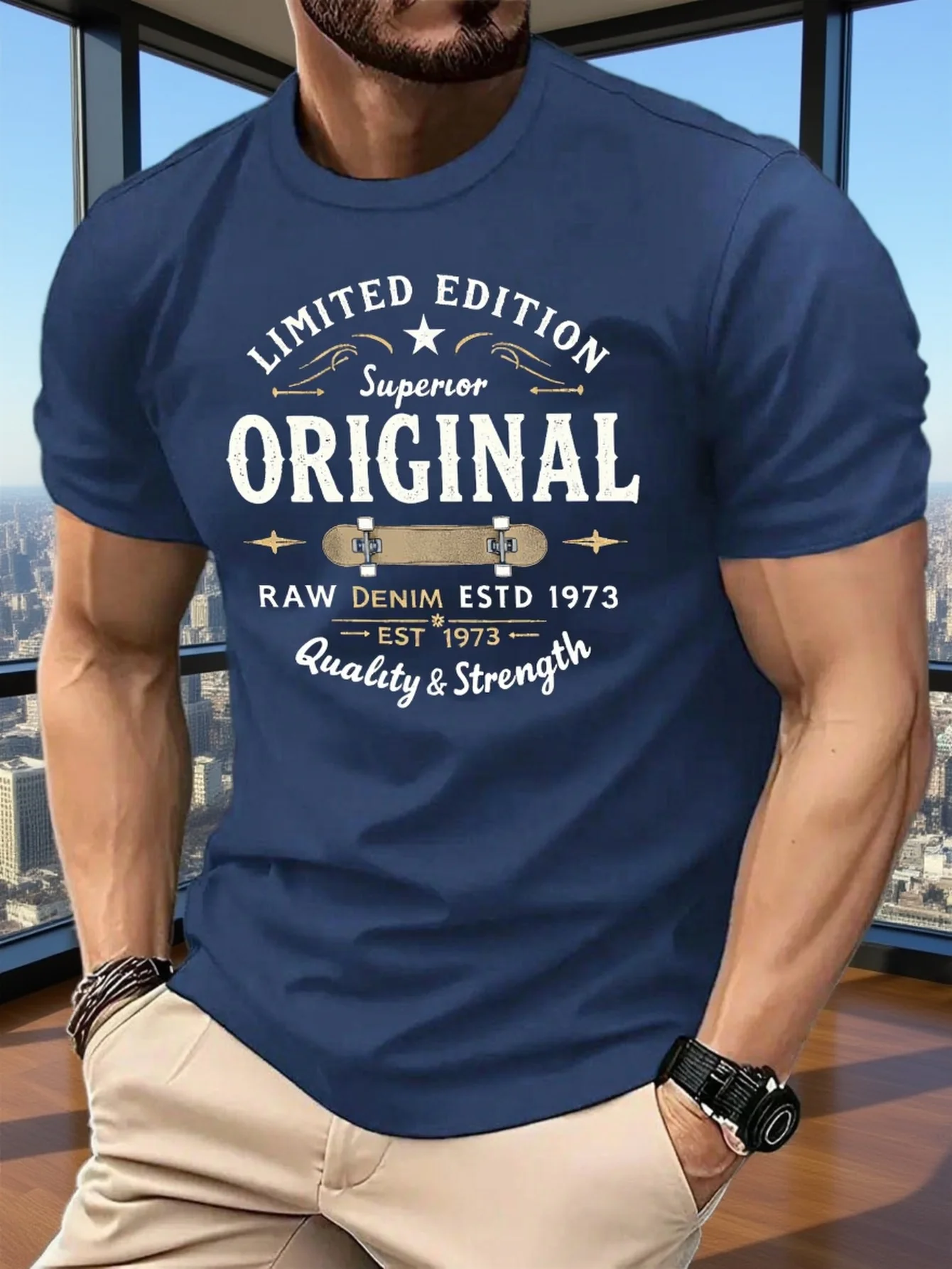 High-quality, trendy men's T-shirt: 100% pure cotton, graphic print, loose fit, casual…