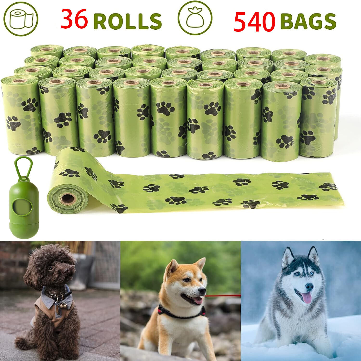 540 Bags Heavy Duty Large Degradable Dog Poo Bags Eco Poo Waste