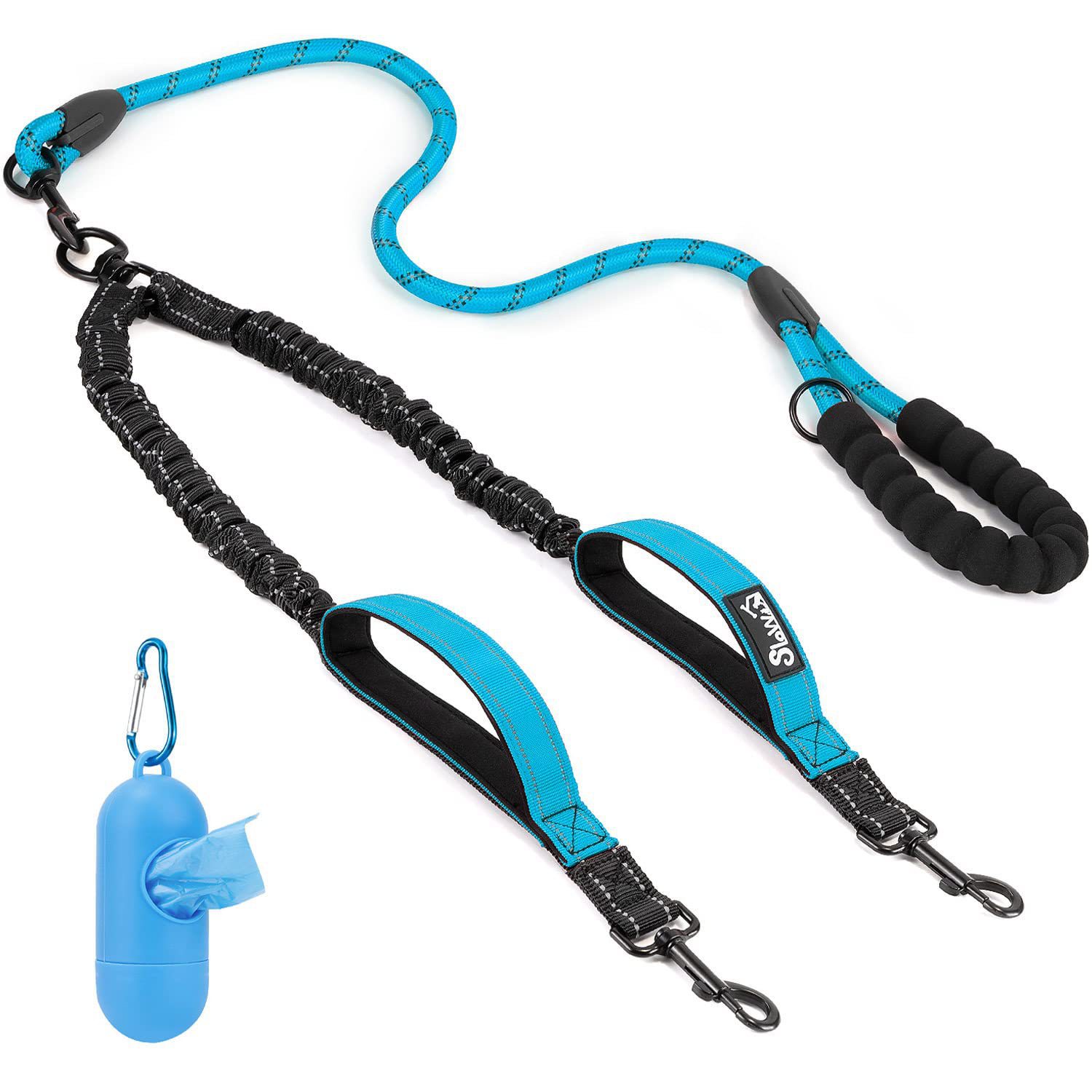 Double Dog Leash Anti-Escape Cushioning Comfortable 360 Rotating Heavy-Duty Reflective…