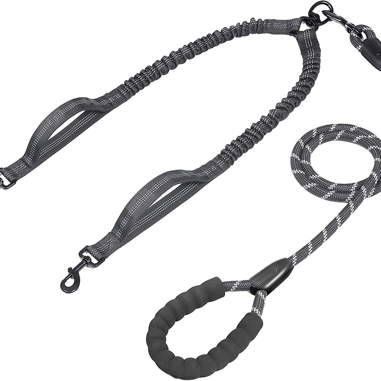 Pet Double Leash, One For Two, Double-Headed Dog Leash, 2 Dog Leashes, Telescopic Elastic…