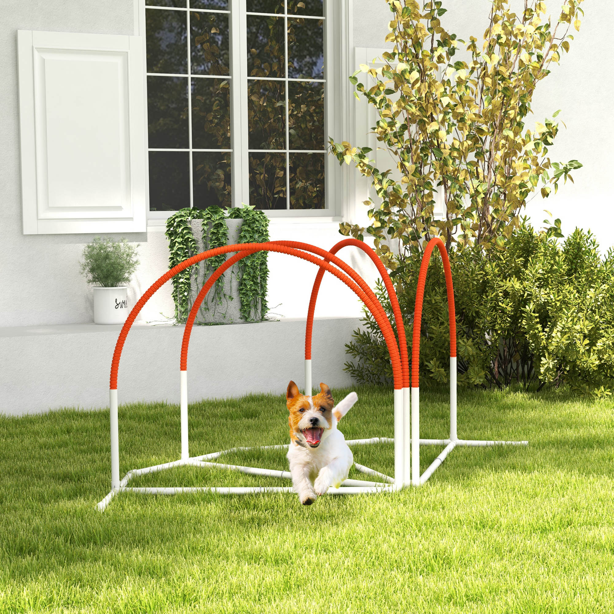 4-Pack Dog Agility Weave Poles Set Outdoor Training Equipment With Oxford Carry Bag Orange