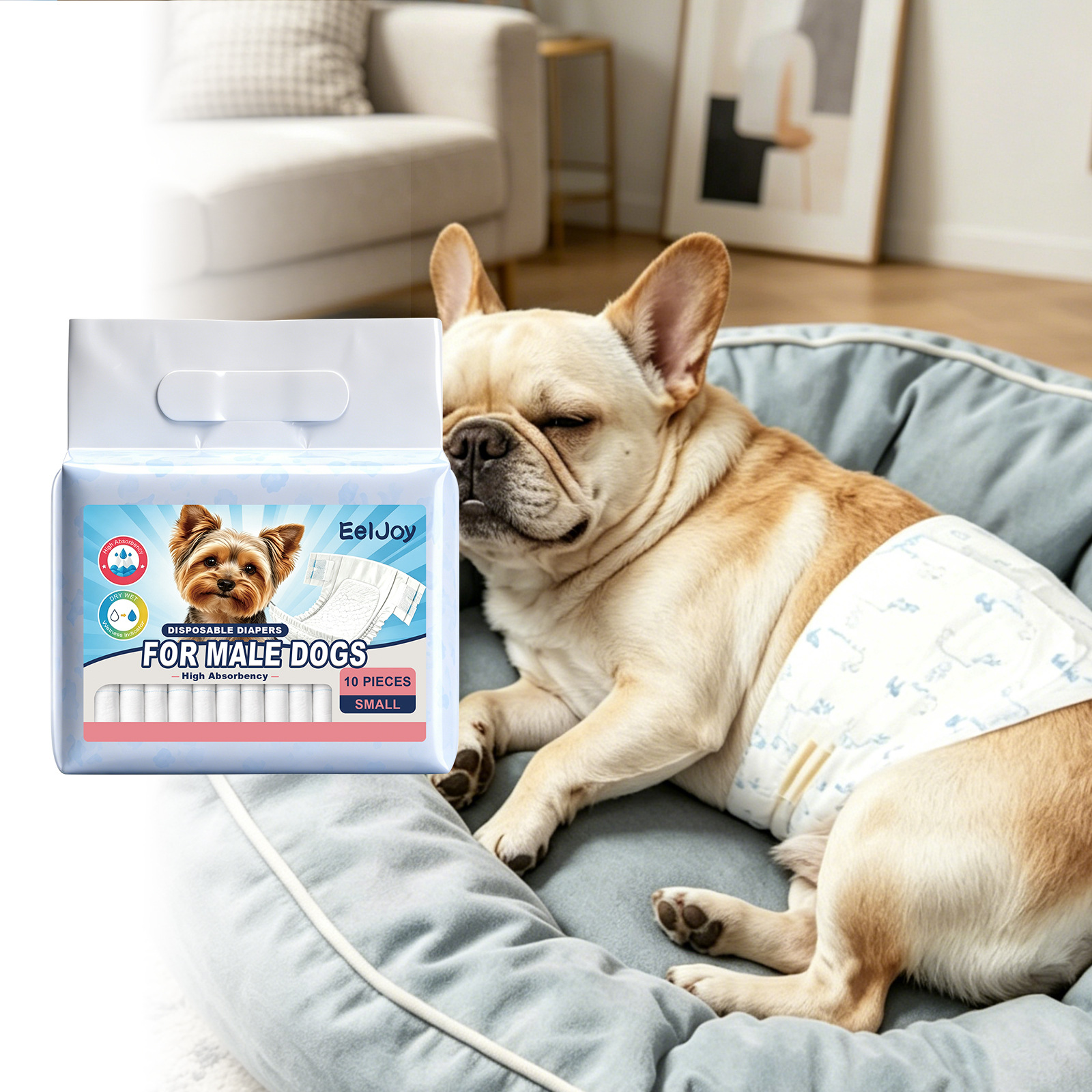 Eeljoy Disposable Diapers For Male Dogs, Dog Diapers With High Absorbency, Leak-Proof And…