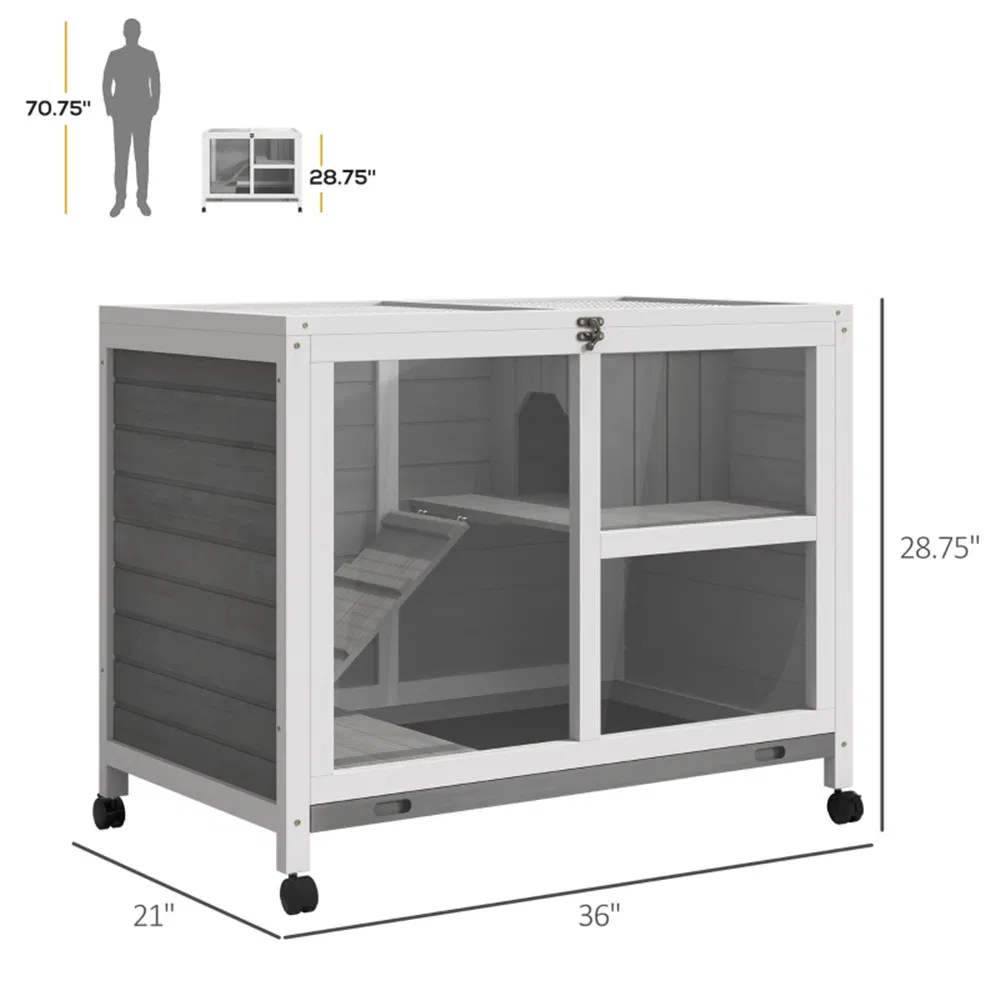 Pet cage /Wood Rabbit Hutch-Gray ( Shipping)(Prohibited by WalMart)
