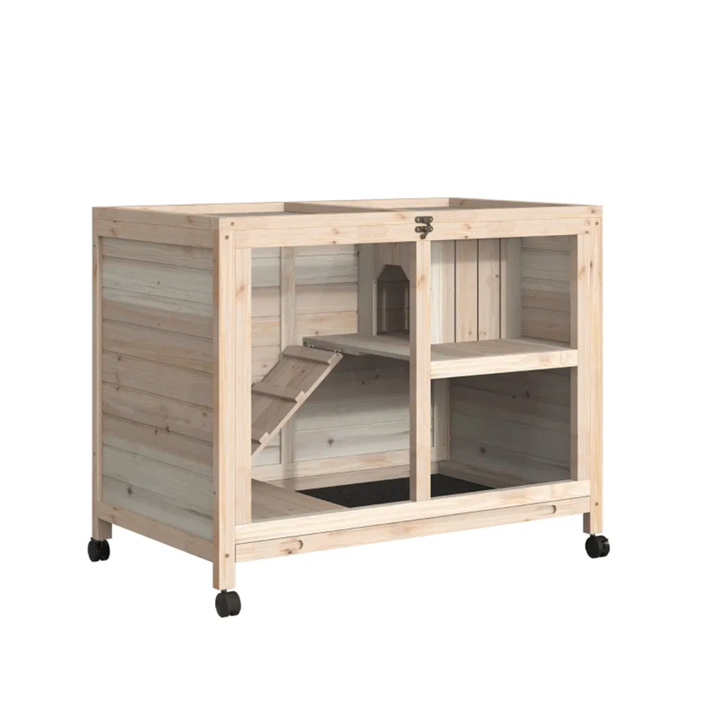 Pet cage /Wood Rabbit Hutch-Natural ( Shipping)(Prohibited by WalMart)