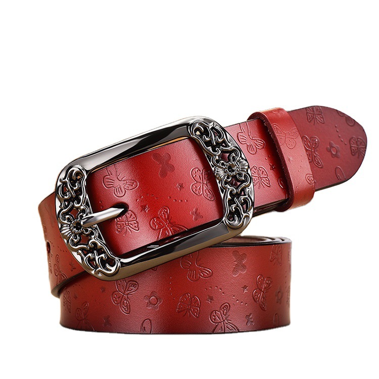 Manufacturer Hot-Selling Women's Genuine Leather Pin Buckle Belt With Butterfly…