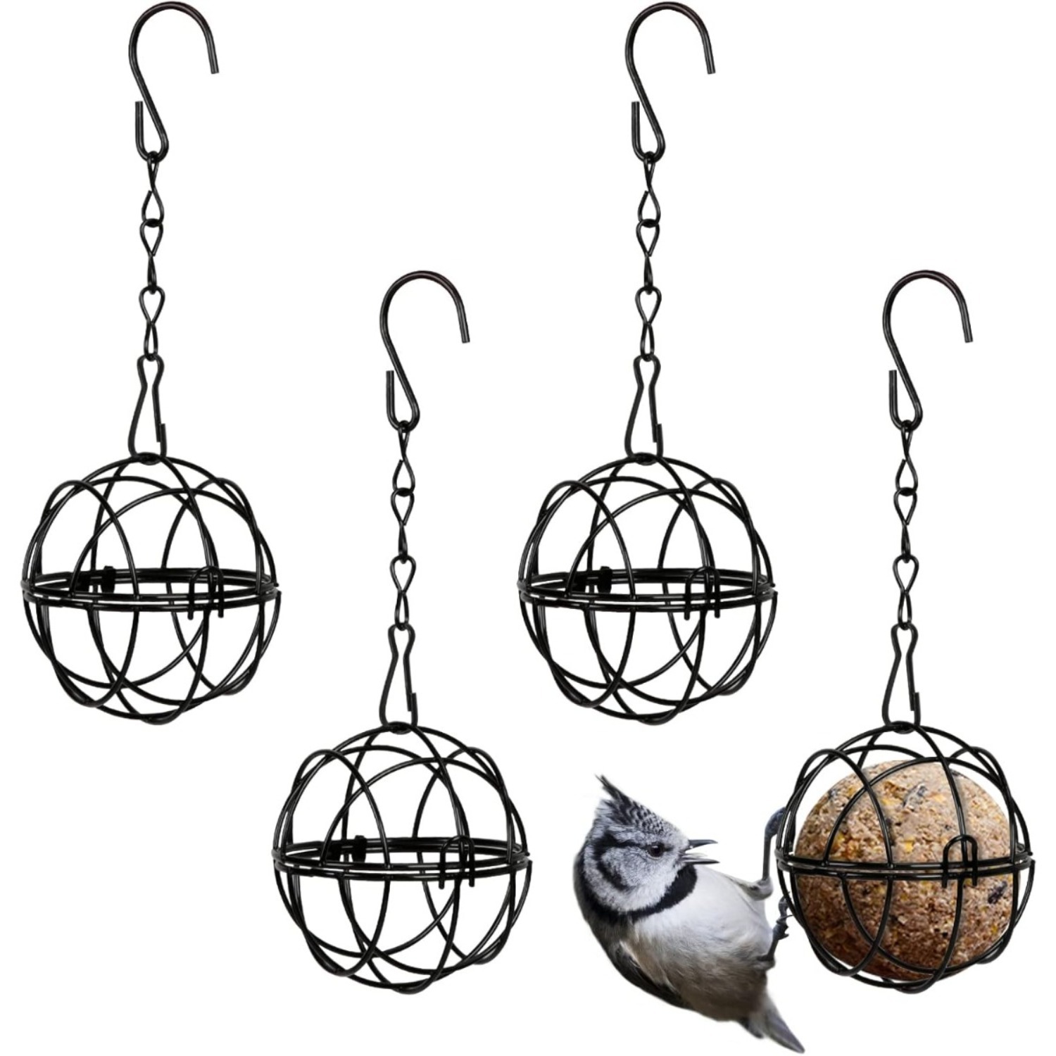 Set Of 4 Titmouse Suet Holder Bird Feeder Station For Hanging, Metal Bird Feeder With…