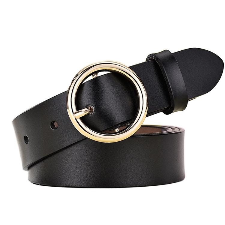 Popular Spot Belt Women's Genuine Leather Belt Women's Versatile Round Buckle Cowhide…