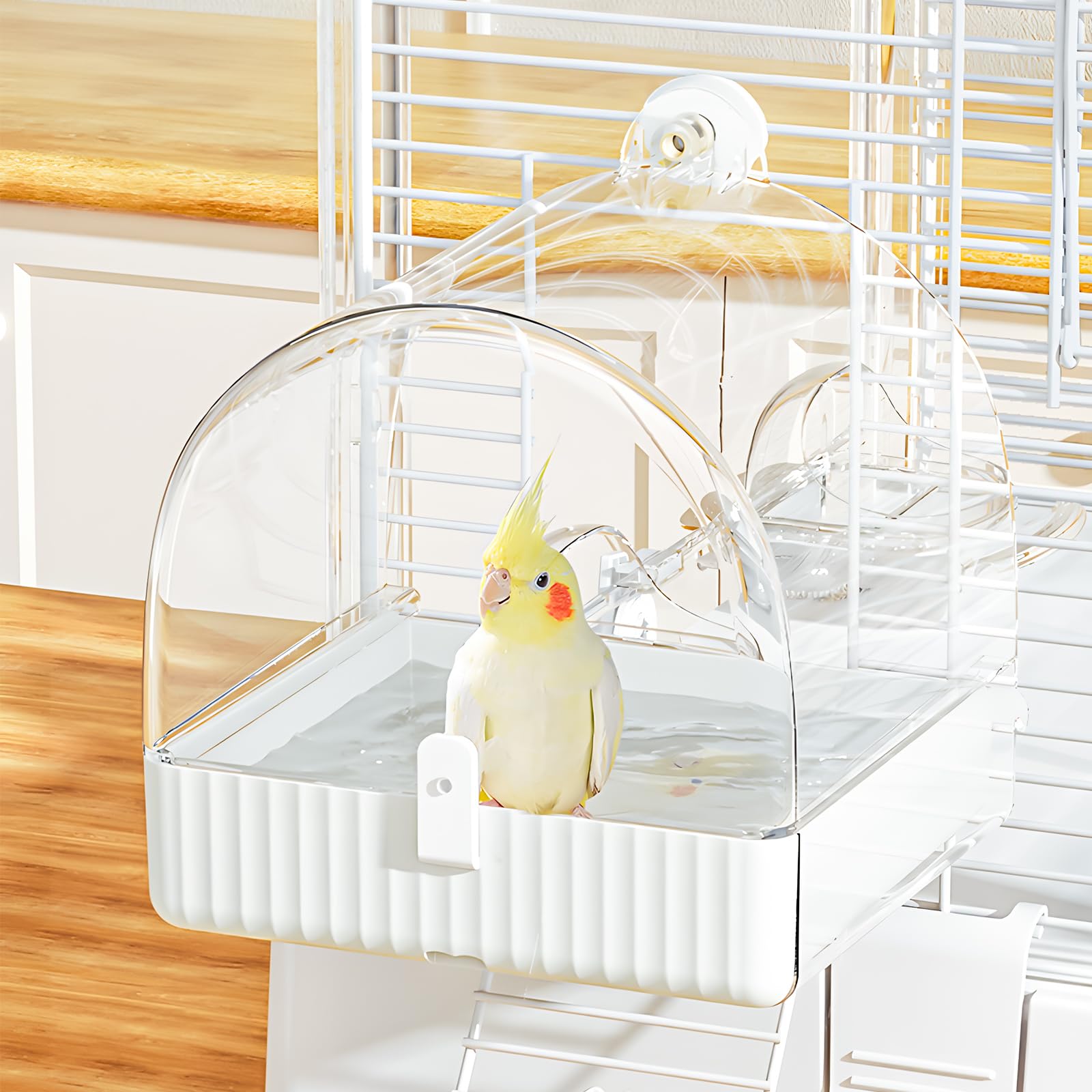 Hanging Bird Bath For Cage, 3-in-1 Multifunction Bird Bath&Bowl&House, Bird Cage…