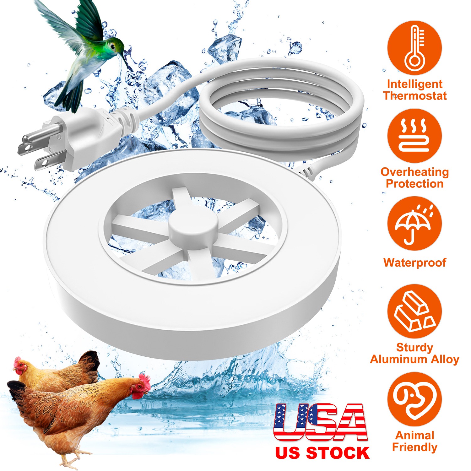 70W Bird Bath Heater For Outdoors Winter Heated Bird Bath Deicer Waterproof Aluminum…