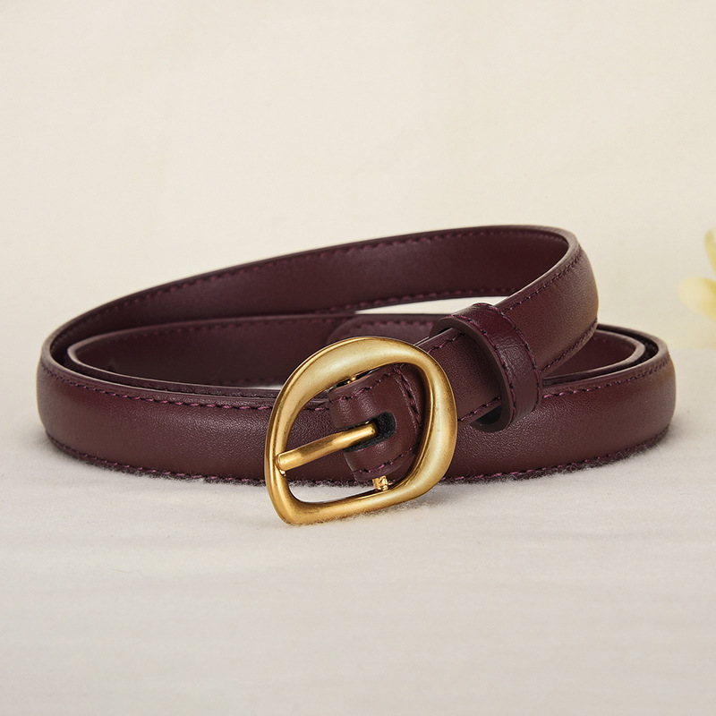 Women's Top Layer Belt Retro Alloy Pin Buckle Leather Belt Niche Design For Jeans Belt…