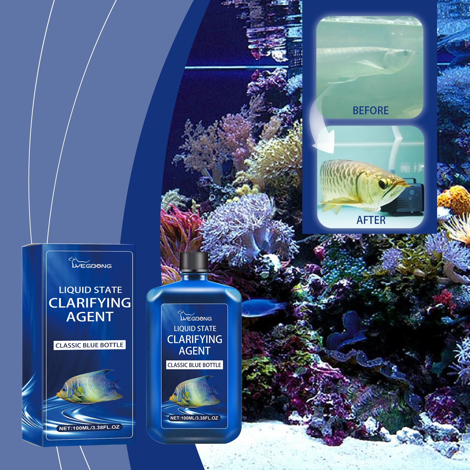 Yegbong Aquarium Fish Tank Water Purifier Clear Water Quality Fish Supplies Algae Remover…