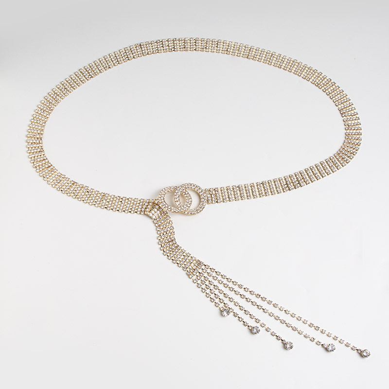 Full-diamond Double-row Light-luxury Waist Chain, Double C-buckle Elegant Accessory…