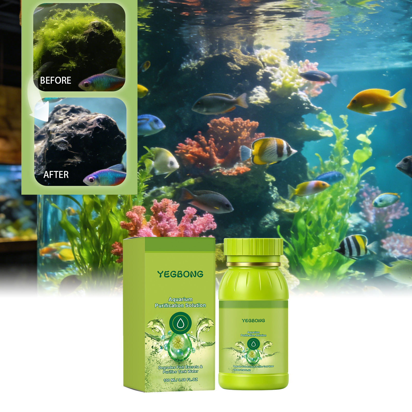 Yegbong Aquarium Purifying Liquid Fish Tank Water Quality Cleaning And Improvement…