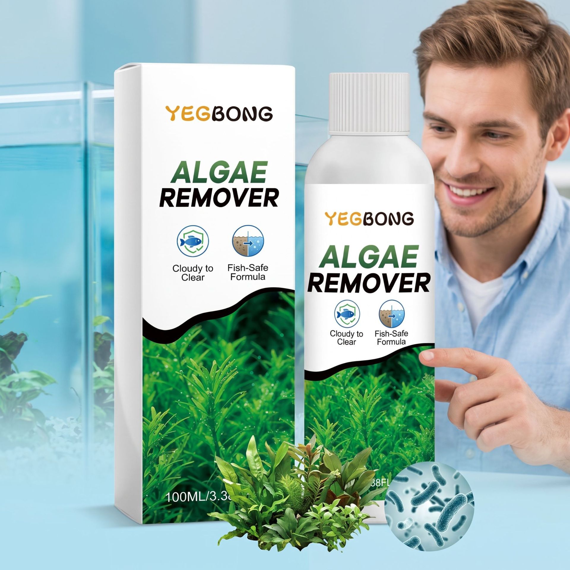 Yegbong Fish Tank Algae Remover, Water Quality Cleaner, Improves Cloudiness, Daily Care…
