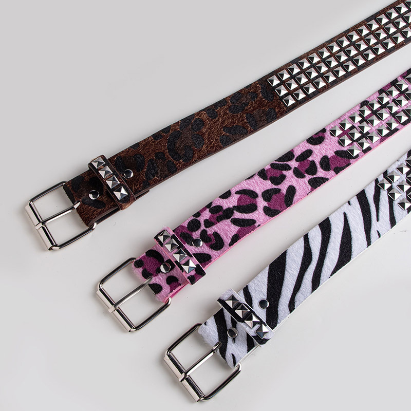 Fashionable Women's Zebra Print Belt With Square Rivets, Available In Multiple Sizes…