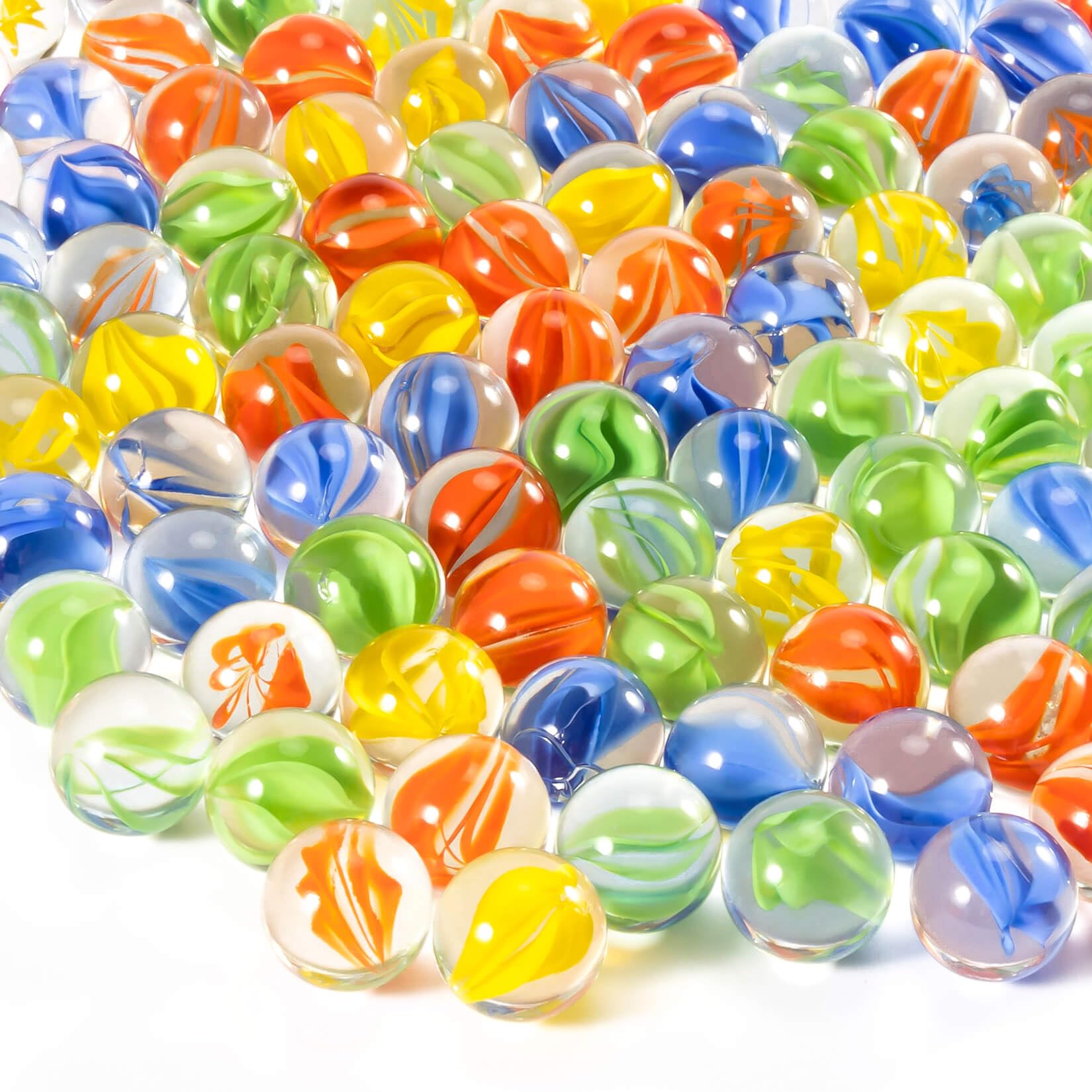 Glass Marbles - Bulk Cat Eye Mix 4 Colors Medium Sized Thick Marble Decorative Gift Retro…