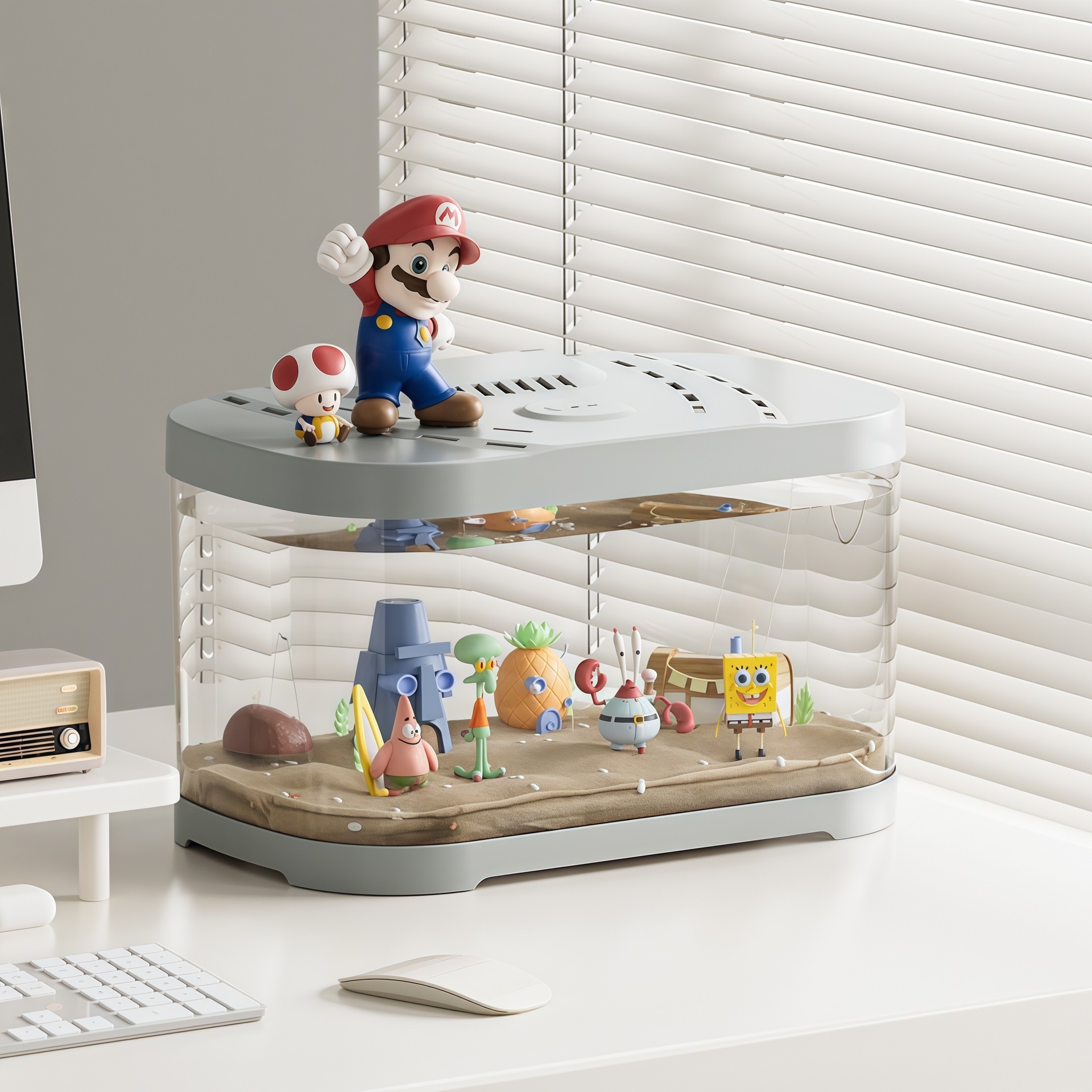 Transparent Plastic Fish Tank Aquarium Terrarium Decoration Office Ornamental Tank Pet…