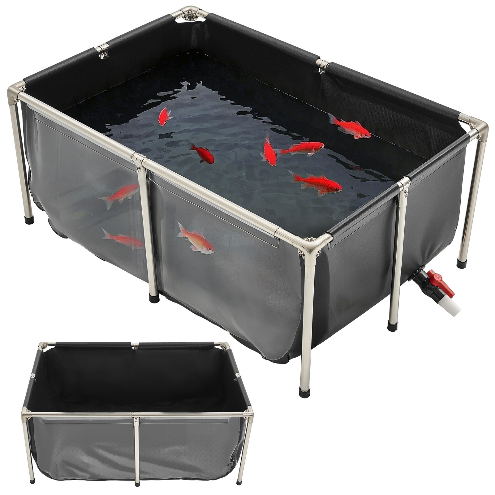 Canvas Fish Pond Above Ground Koi Tank 126.8 Gal With Clear Viewing Panel